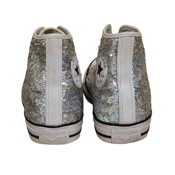 Converse Chuck Taylor All-Star Silver Sequins High-Top Sneakers Womens Size 9.5 - Picture 4 of 10